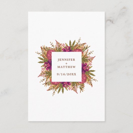 Elegante Botanische Tuin Bloemen Bruiloft Receptie Informatiekaartje (Achterkant)