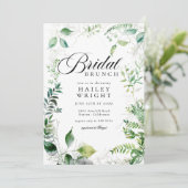 Elegante Botanische Tuin Bruids Brunch Douche Kaart (Staand voorkant)