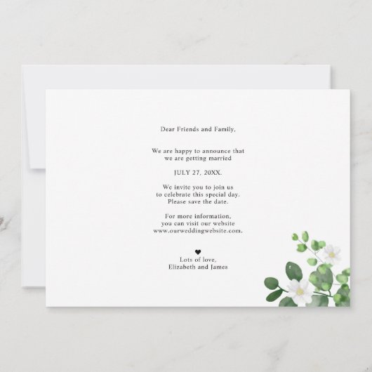 Elegante botanische tuin lente bruiloft save the date (Achterkant)