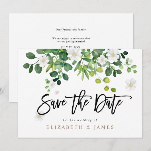 Elegante botanische tuin lente bruiloft save the date (Voorkant / Achterkant)