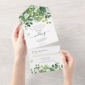 Elegante Botanische Tuin Lente Zomer Huwelijk All In One Uitnodiging (Afscheurbaar)