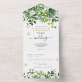Elegante Botanische Tuin Lente Zomer Huwelijk All In One Uitnodiging (Binnen)