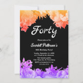 Elegante Botanische Tuin Neon Bloemen 40e Verjaard Kaart (Voorkant)