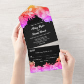 Elegante Botanische Tuin Neon Licht Bloemen Bruilo All In One Uitnodiging (Afscheurbaar)