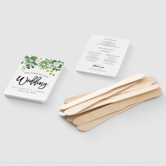 Elegante Botanische Tuin Voorjaar Wedding Programm Handwaaier (Niet-gemonteerd)
