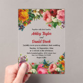 Elegante Botanische Tuin Zomer Bloemen Huwelijk Acryl Uitnodigingen (Insitu (Draagbaar))