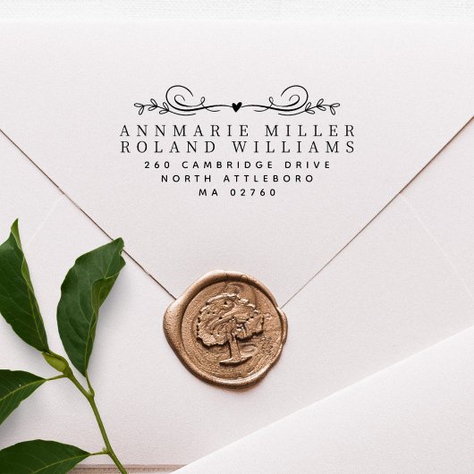 Elegante botanische twee achternamen terug adres rubberstempel