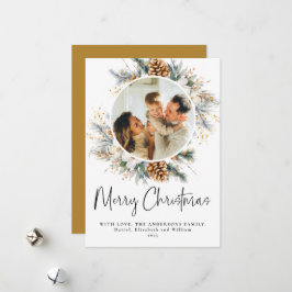 Elegante botanische typografie | 1 foto Kerstmis Feestdagenkaart