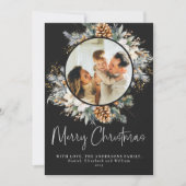 Elegante botanische typografie | Zwarte kerst Feestdagenkaart (Voorkant)