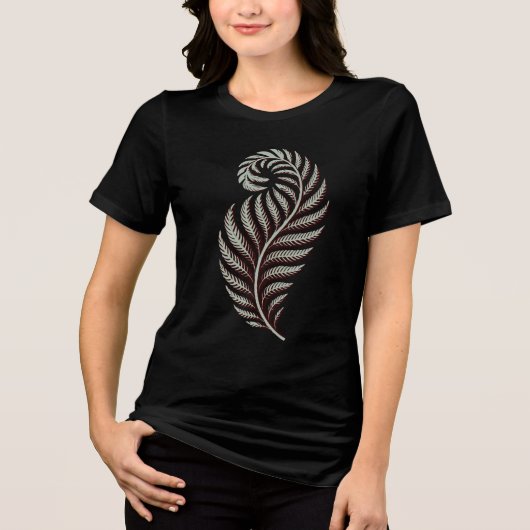 Elegante botanische veerblad Tri-Blend shirt (Voorkant)