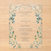 Elegante Botanische Verlovingsfeest Acryl Uitnodigingen (Voorkant)