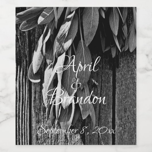 Elegante botanische vers gesneden Sage Barn-hout Wijn Etiket (Enkel label)