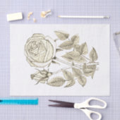 Elegante Botanische Vintage Beige Wit Rose Tissuepapier (Craft)