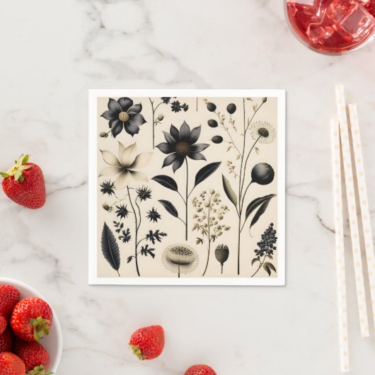 Elegante botanische Vintage op crème Servet (Insitu)