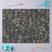 Elegante Botanische Vintage Wildflowers Zwart Tissuepapier (Craft)