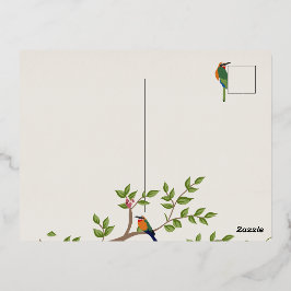 Elegante botanische vogel bruiloft uitnodiging