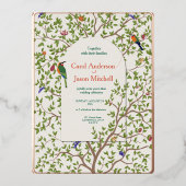 Elegante botanische vogel bruiloft uitnodiging (Voorkant)