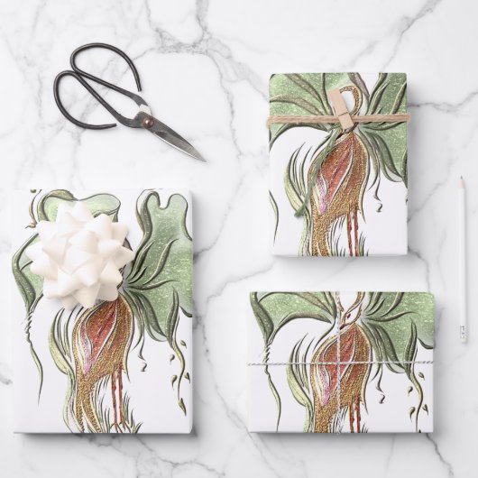Elegante Botanische Vogel  Inpakpapier Vel (Voorkant)