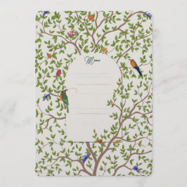 Elegante Botanische Vogel Menu Sjabloon – Huwelijk