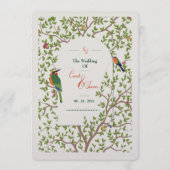 Elegante Botanische Vogel Menu Sjabloon – Huwelijk (Voorkant)