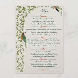 Elegante Botanische Vogel Menu Sjabloon – Huwelijk