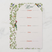 Elegante Botanische Vogel Menu Sjabloon – Huwelijk (Achterkant)