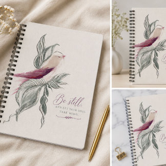 Elegante botanische vogel notitieboek