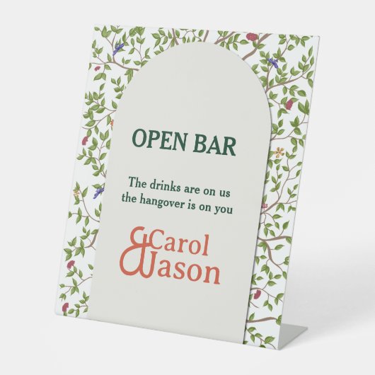 Elegante botanische vogel reclamebord met voetstuk (Voorkant)