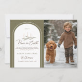 Elegante Botanische Vrede op Aarde Foto Feestdagenkaart (Voorkant)