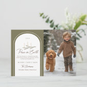 Elegante Botanische Vrede op Aarde Foto Feestdagenkaart (Staand voorkant)