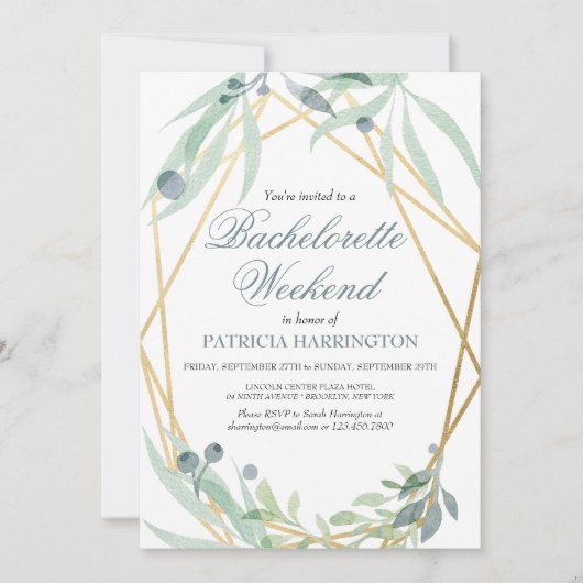 Elegante botanische vrijgezellenweekend-itinerariu kaart (Voorkant)