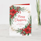 Elegante botanische vrolijke kerstgroet kaart (Voorkant)