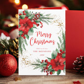 Elegante botanische vrolijke kerstgroet kaart