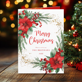 Elegante botanische vrolijke kerstgroet kaart
