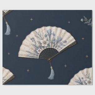 Elegante Botanische Waier Kerstmis Navy Inpakpapie Cadeaupapier