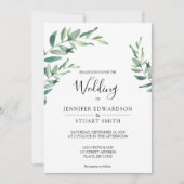 Elegante botanische waterverf bladeren bruiloft kaart (Voorkant)