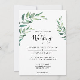 Elegante botanische waterverf bladeren bruiloft kaart