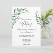 Elegante botanische waterverf bladeren bruiloft kaart (Staand voorkant)