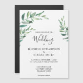 Elegante botanische waterverf bladeren bruiloft magnetische uitnodiging (Voorkant / Achterkant)