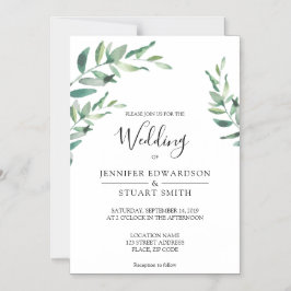 Elegante botanische waterverf bladeren bruiloft magnetische uitnodiging