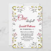 Elegante Botanische Waterverf Bloemen 1e Verjaarda Kaart (Voorkant)