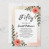 Elegante Botanische Waterverf Bloemen 50ste Verjaa Kaart (Voorkant)