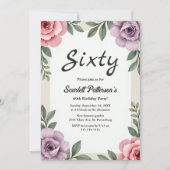 Elegante Botanische Waterverf Bloemen 60ste Verjaa Kaart (Voorkant)