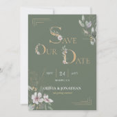 Elegante Botanische Waterverf Floral Save the Date Kaart (Voorkant)