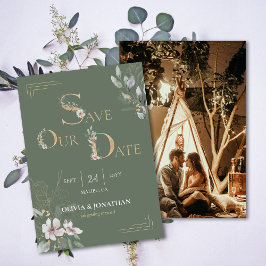Elegante Botanische Waterverf Floral Save the Date Kaart