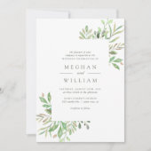 Elegante botanische Waterverf groen bruiloft Kaart (Voorkant)