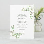 Elegante botanische Waterverf groen bruiloft Kaart (Staand voorkant)