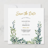 Elegante botanische Waterverf groen bruiloft Save The Date (Voorkant)