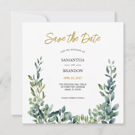 Elegante botanische Waterverf groen bruiloft Save The Date