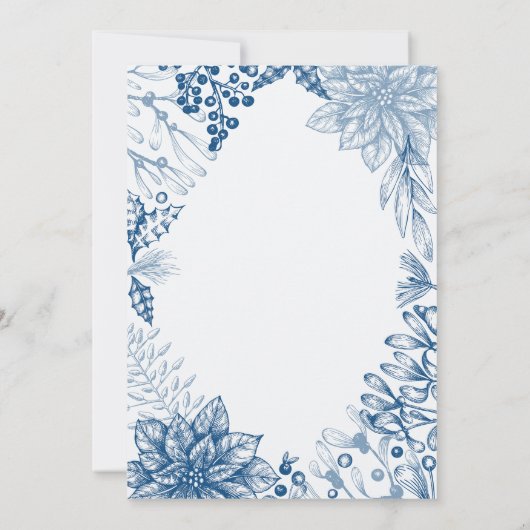 Elegante Botanische Waterverf Holly Kerstfeest Kaart (Achterkant)